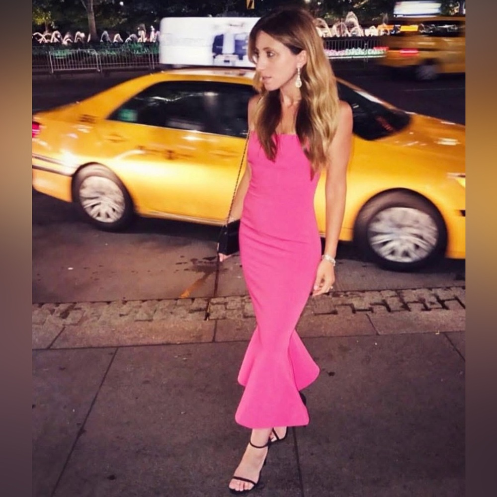 Cinq à Sept Luna Pink Strapless Midi Dress
